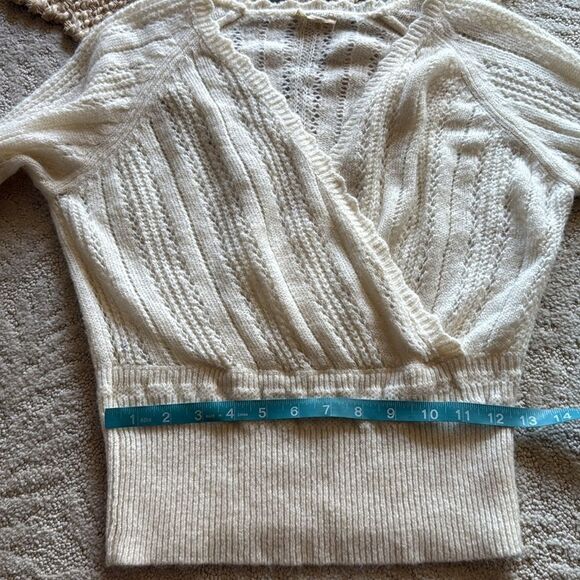 Season Ecru Sweater Knit Faux Wrap Sweater S/M - Picture 14 of 17